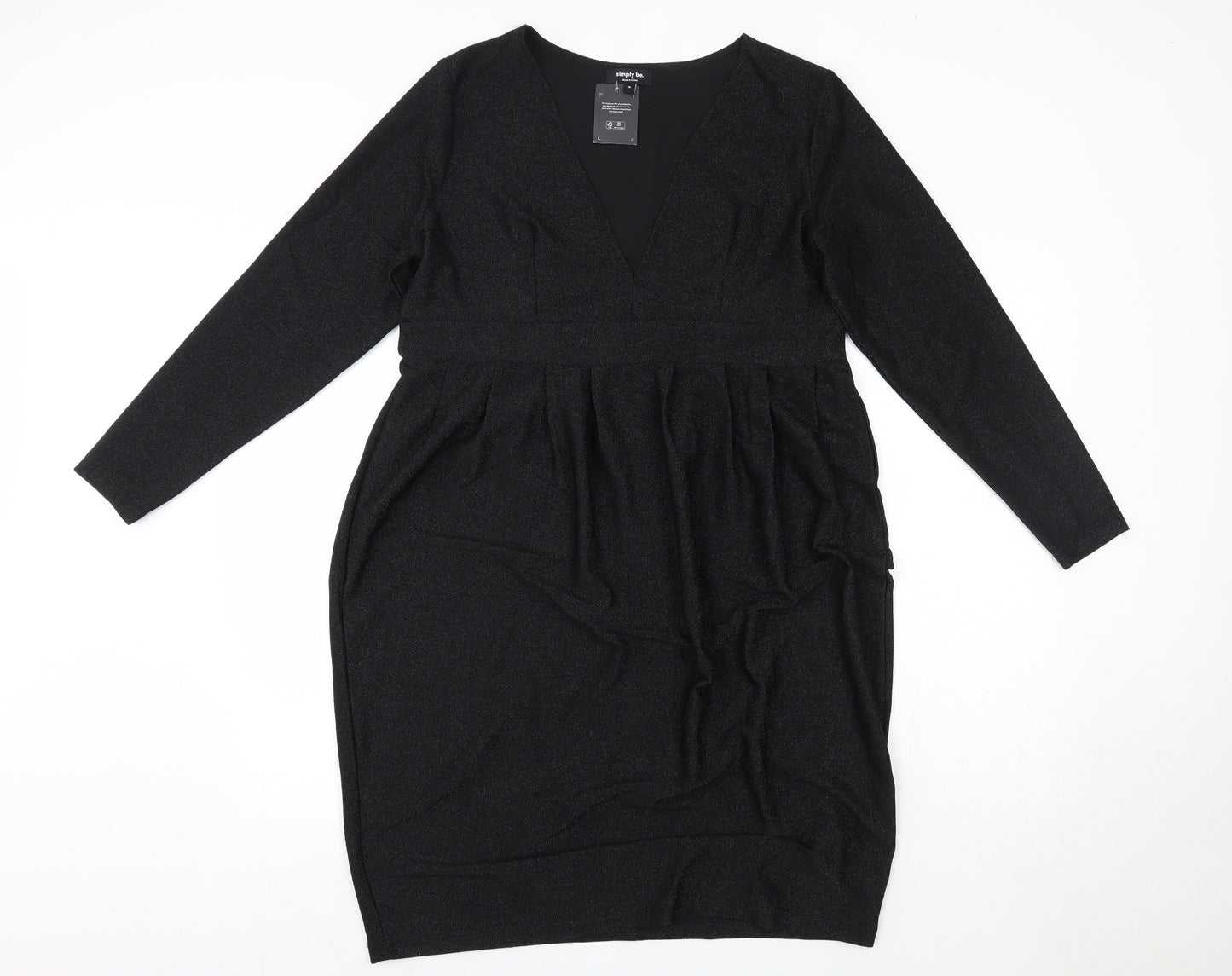 Simply Be Womens Black  Nylon A-Line  Size 18  V-Neck