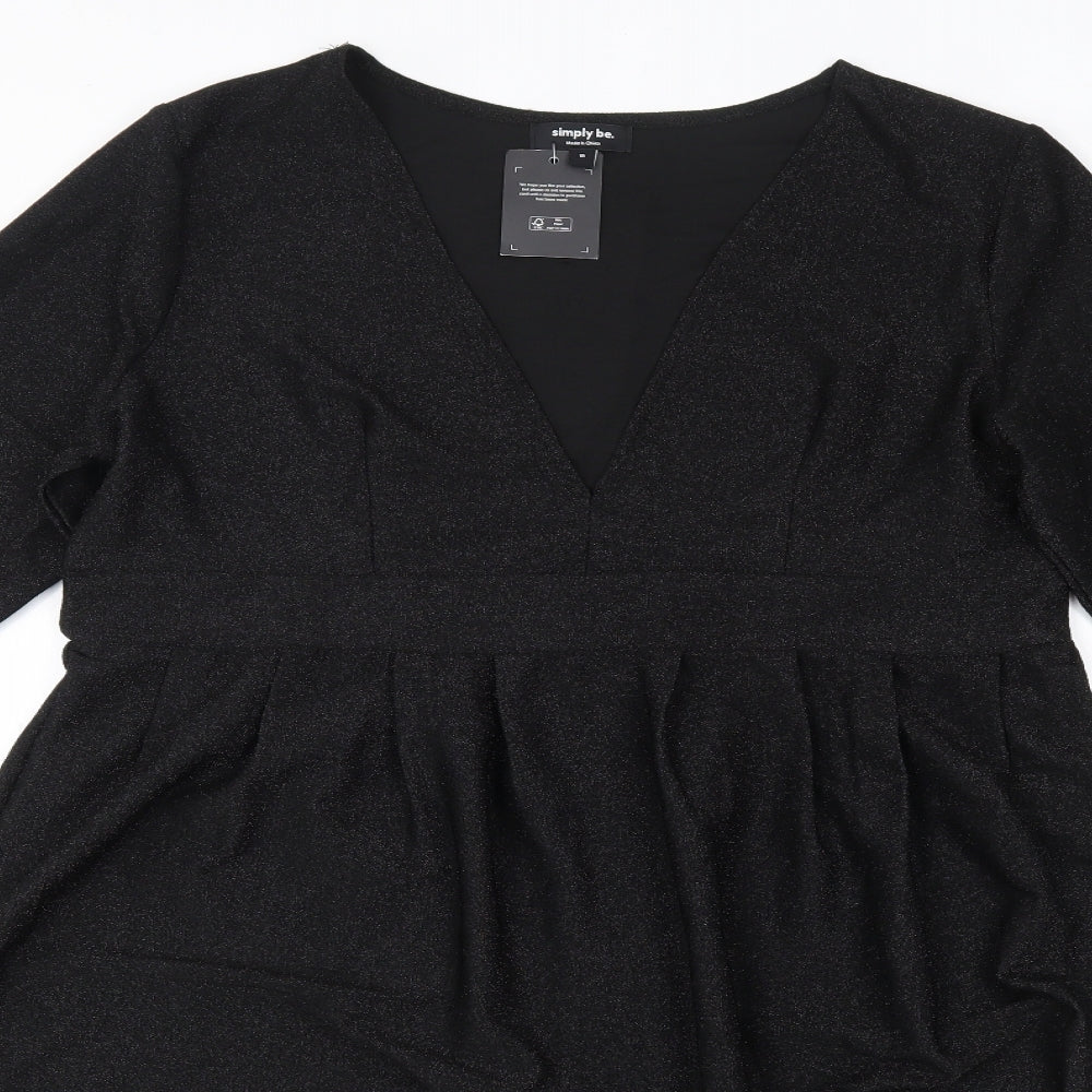 Simply Be Womens Black  Nylon A-Line  Size 18  V-Neck