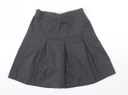 Front view of George girls’ grey polyester a-line skirt, size 6-7, years regular - school
