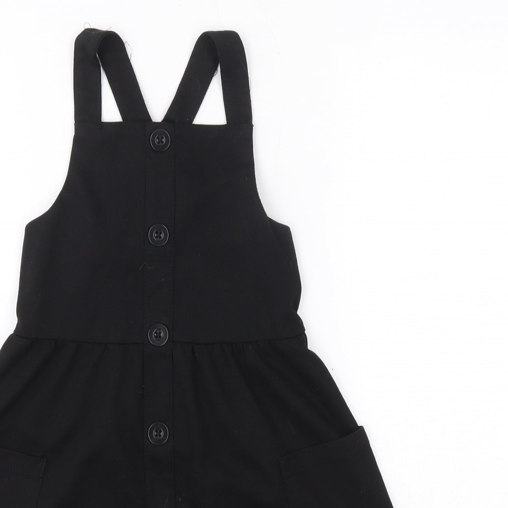 George Girls Black  Polyester A-Line  Size 6-7 Years  Square Neck  - School