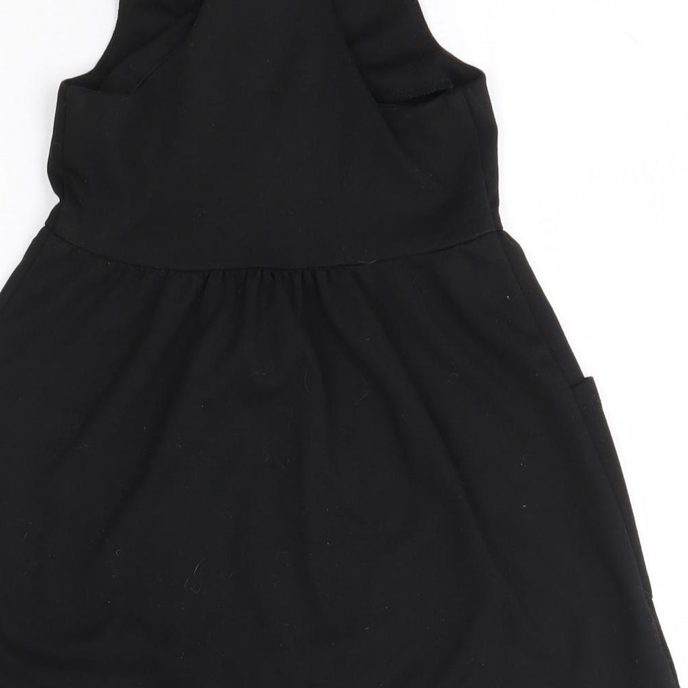 George Girls Black  Polyester A-Line  Size 6-7 Years  Square Neck  - School