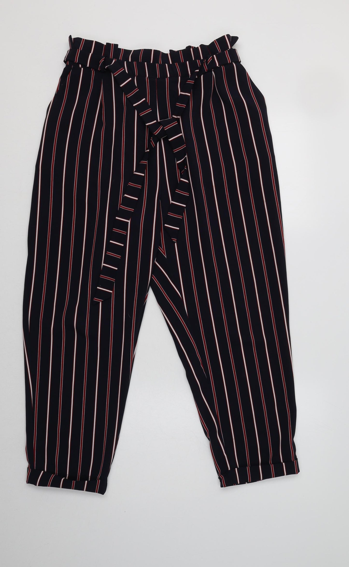 Pull & Bear Womens Blue Striped Polyester Trousers  Size XL L26 in Regular