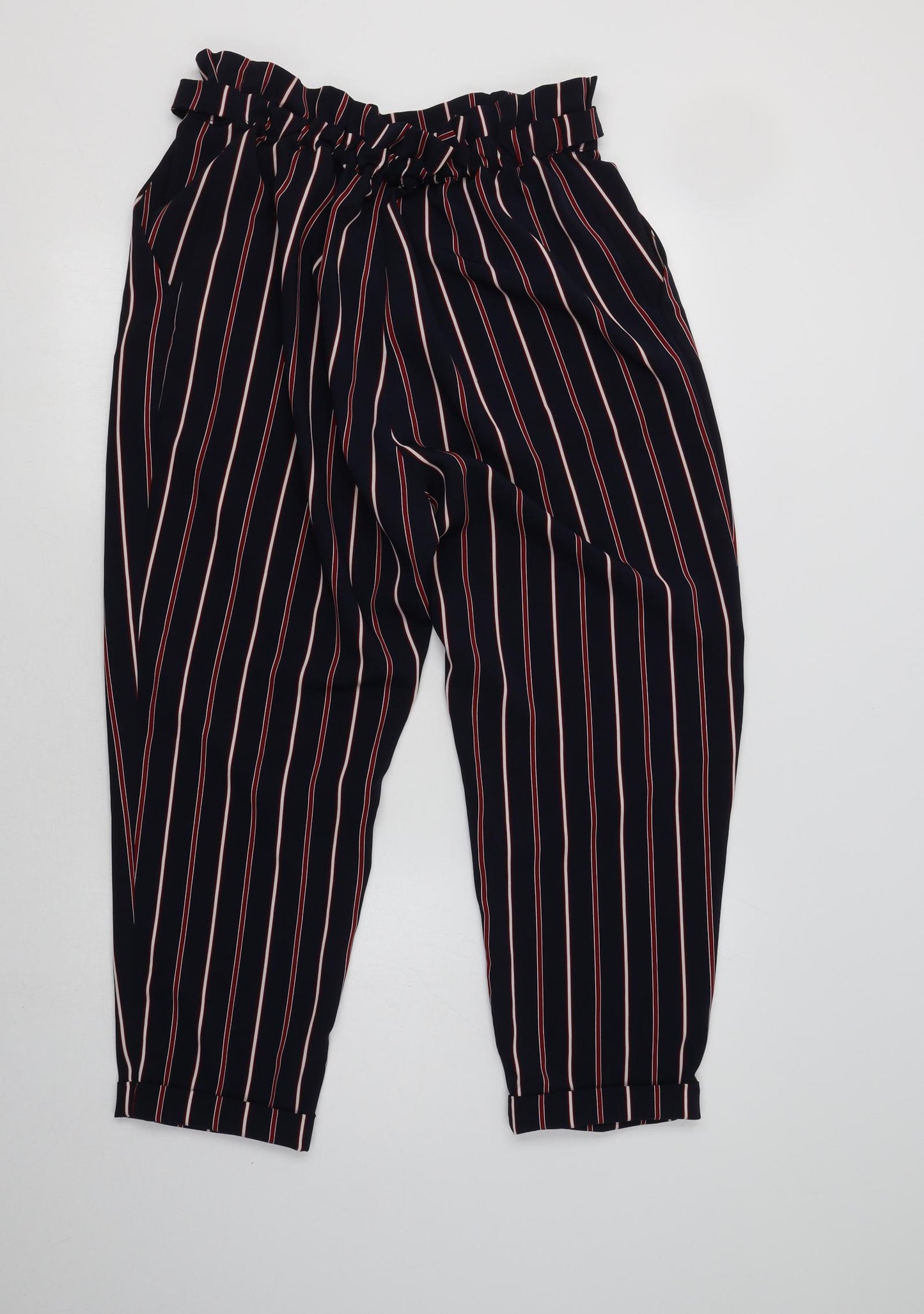 Pull & Bear Womens Blue Striped Polyester Trousers  Size XL L26 in Regular