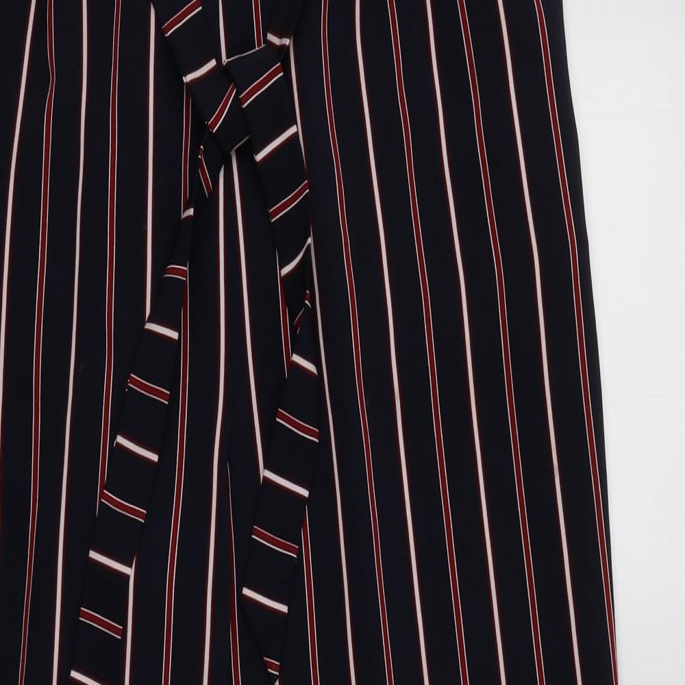 Pull & Bear Womens Blue Striped Polyester Trousers  Size XL L26 in Regular