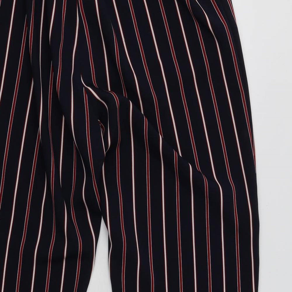 Pull & Bear Womens Blue Striped Polyester Trousers  Size XL L26 in Regular