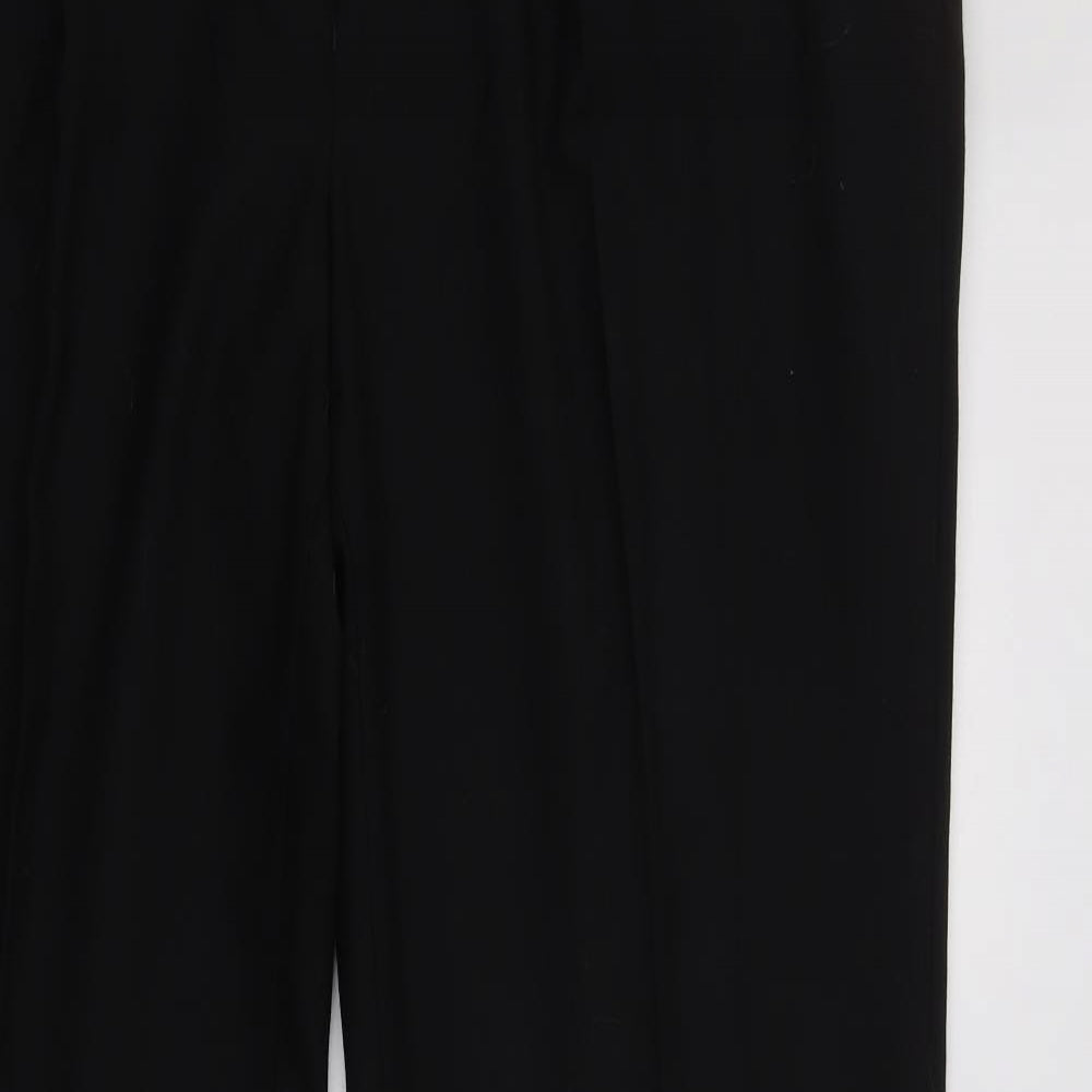 M&S Mens Black  Wool Dress Pants Trousers Size 42 L33 in Regular Button