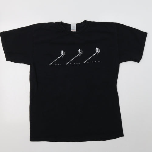 Fruit of the Loom Mens Black  Cotton  T-Shirt Size L Crew Neck