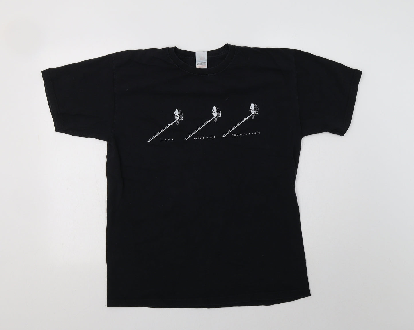 Fruit of the Loom Mens Black  Cotton  T-Shirt Size L Crew Neck