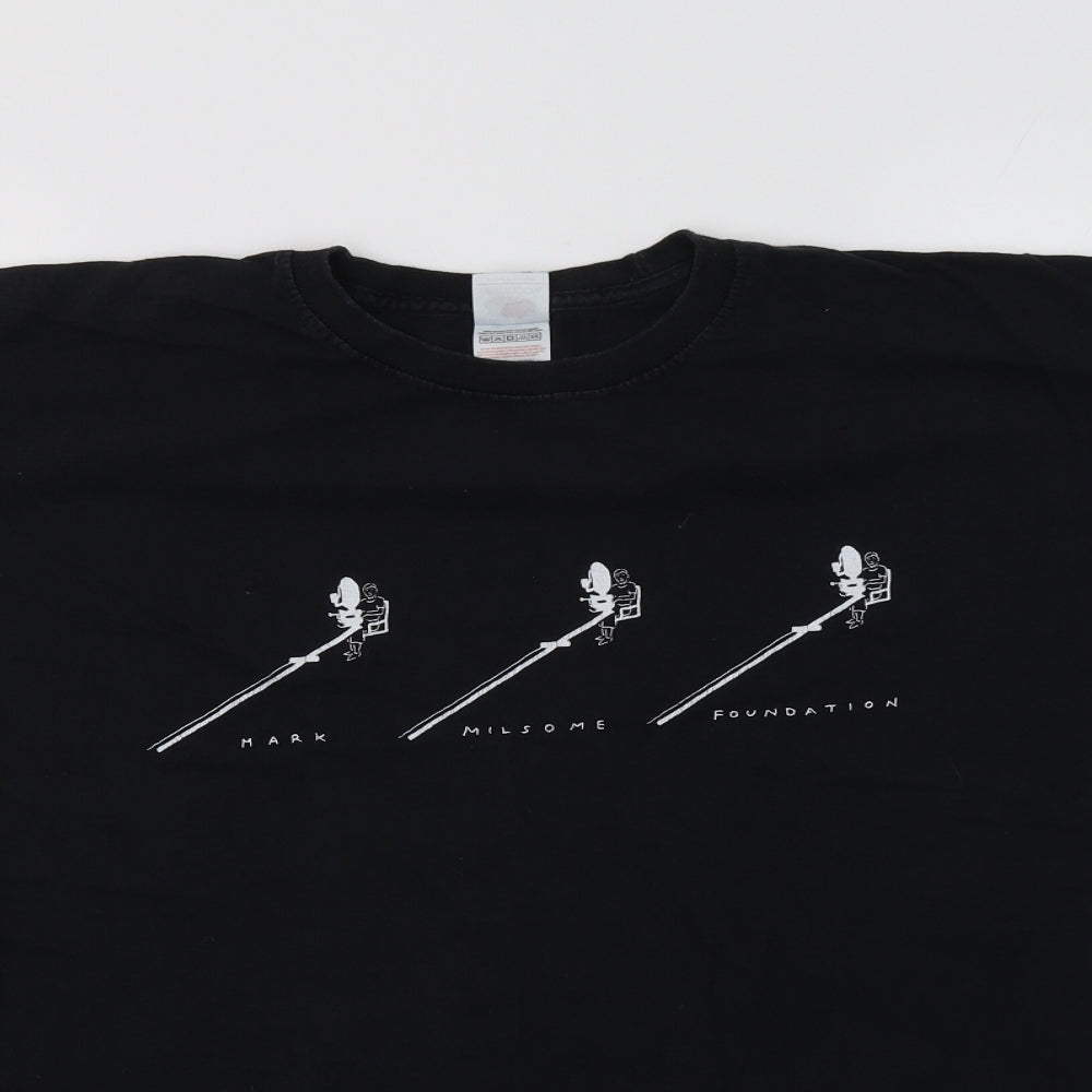 Fruit of the Loom Mens Black  Cotton  T-Shirt Size L Crew Neck