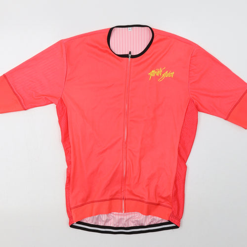 Pirate Juice Womens Pink   Basic T-Shirt Size L Crew Neck Zip