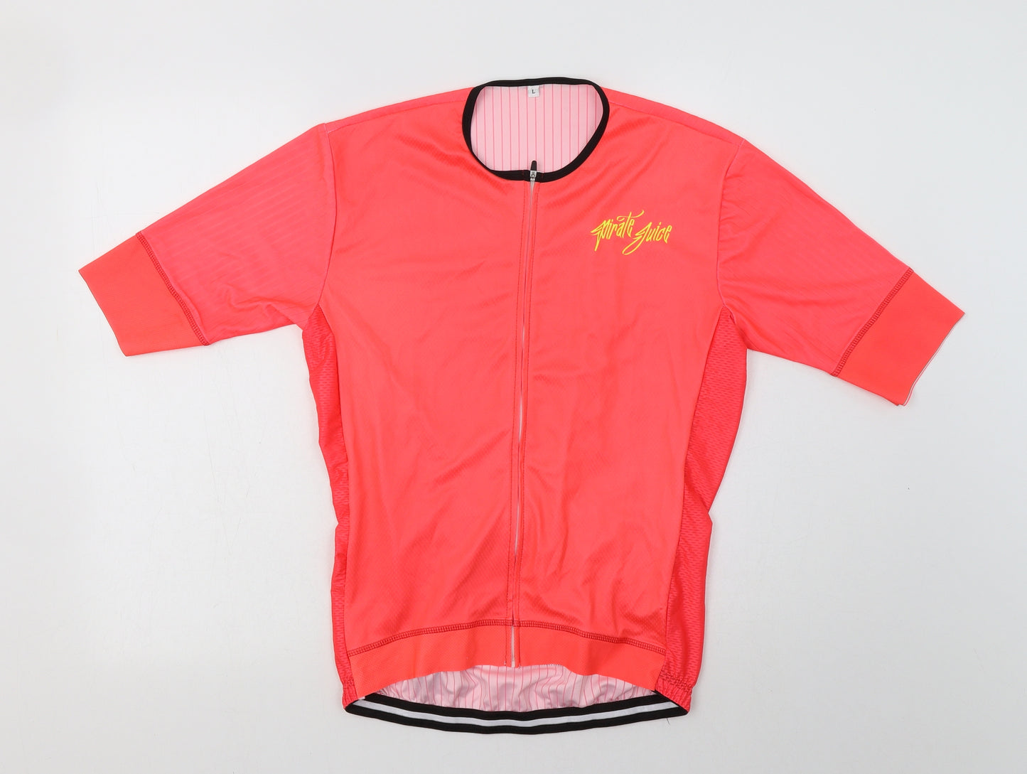 Pirate Juice Womens Pink   Basic T-Shirt Size L Crew Neck Zip