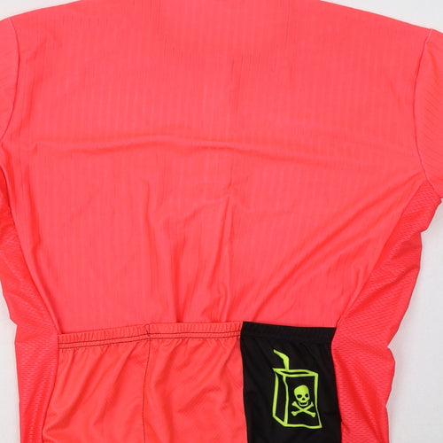 Pirate Juice Womens Pink   Basic T-Shirt Size L Crew Neck Zip