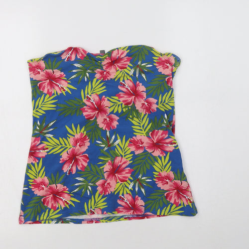 Originals Womens Blue Floral Cotton Basic Blouse Size 12 Off the Shoulder