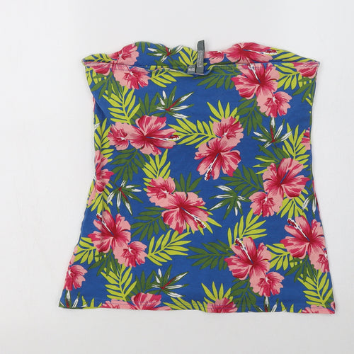 Originals Womens Blue Floral Cotton Basic Blouse Size 12 Off the Shoulder