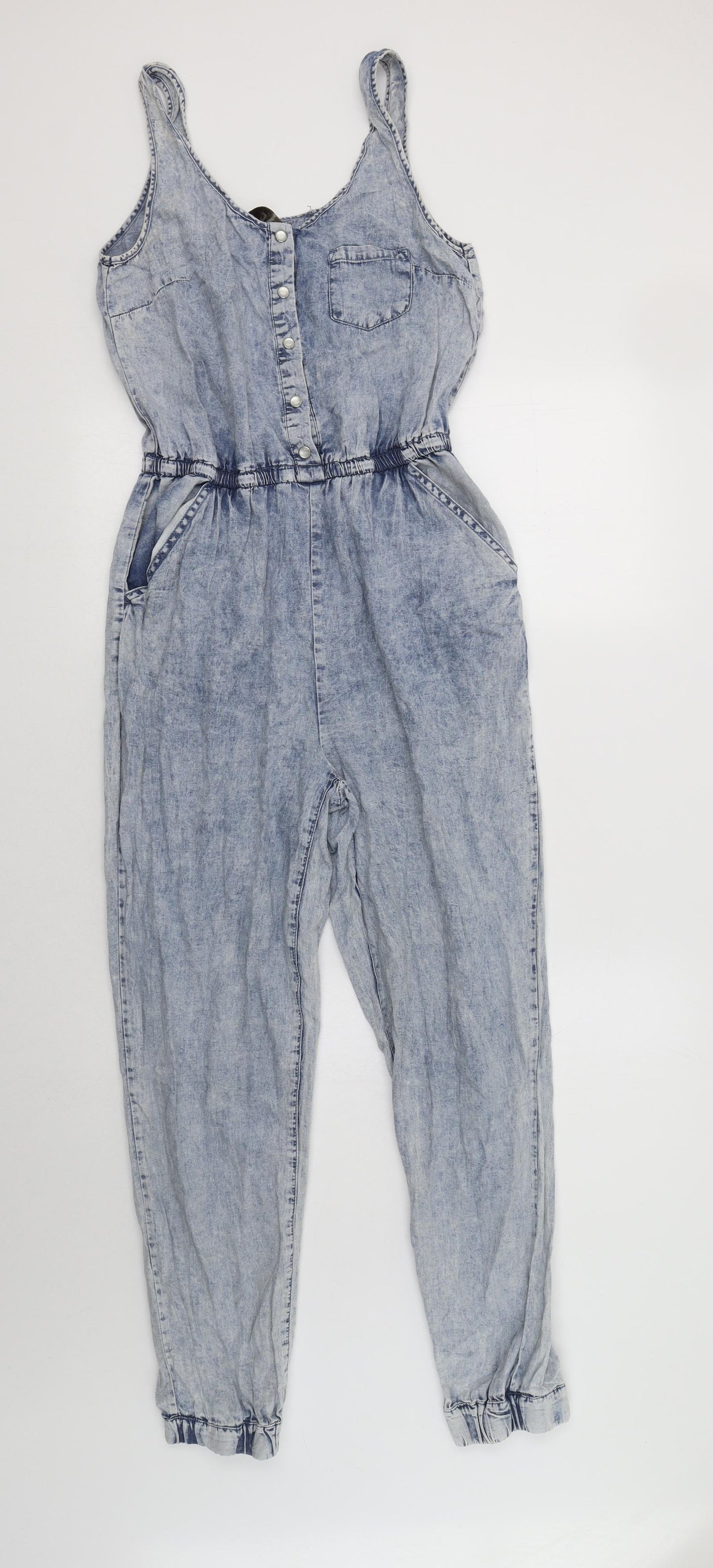 Primark Womens Blue  Cotton Jumpsuit One-Piece Size 10 L26 in Snap