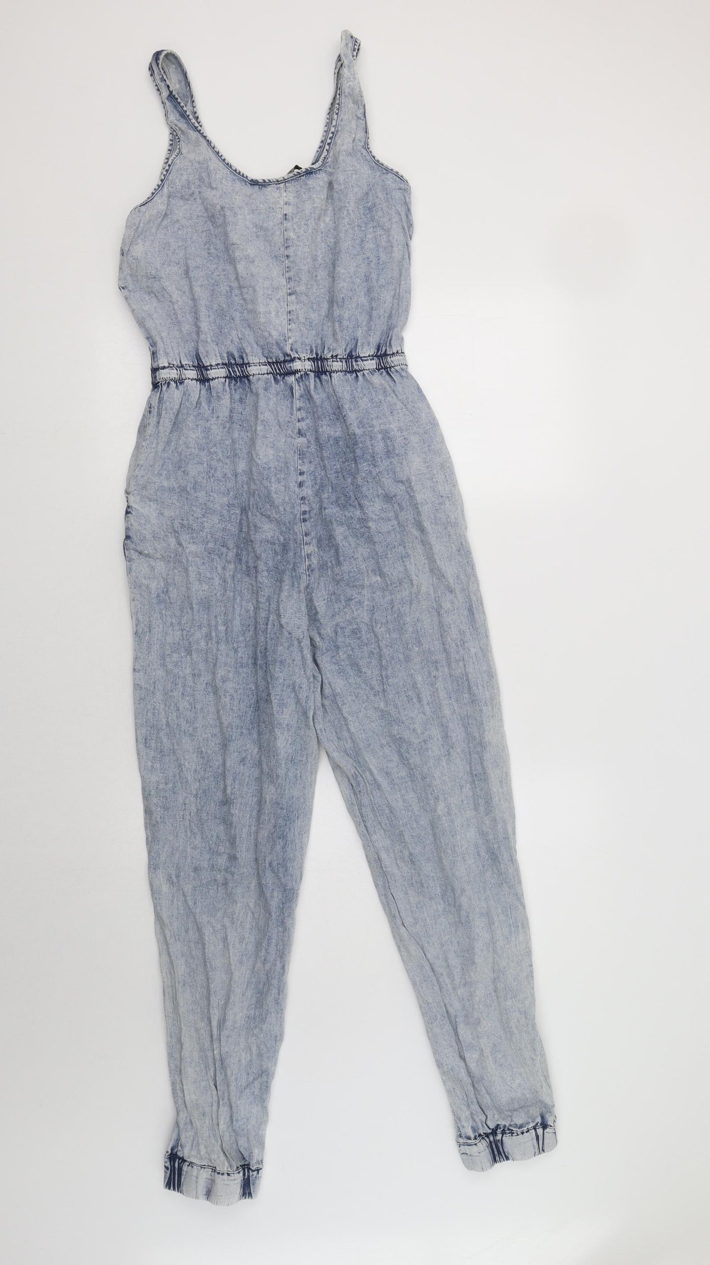 Primark Womens Blue  Cotton Jumpsuit One-Piece Size 10 L26 in Snap