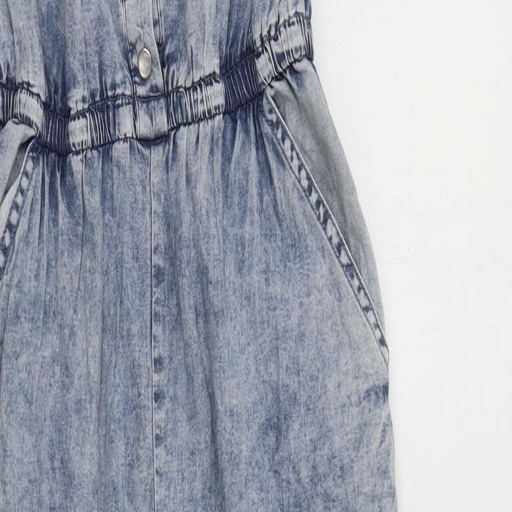 Primark Womens Blue  Cotton Jumpsuit One-Piece Size 10 L26 in Snap
