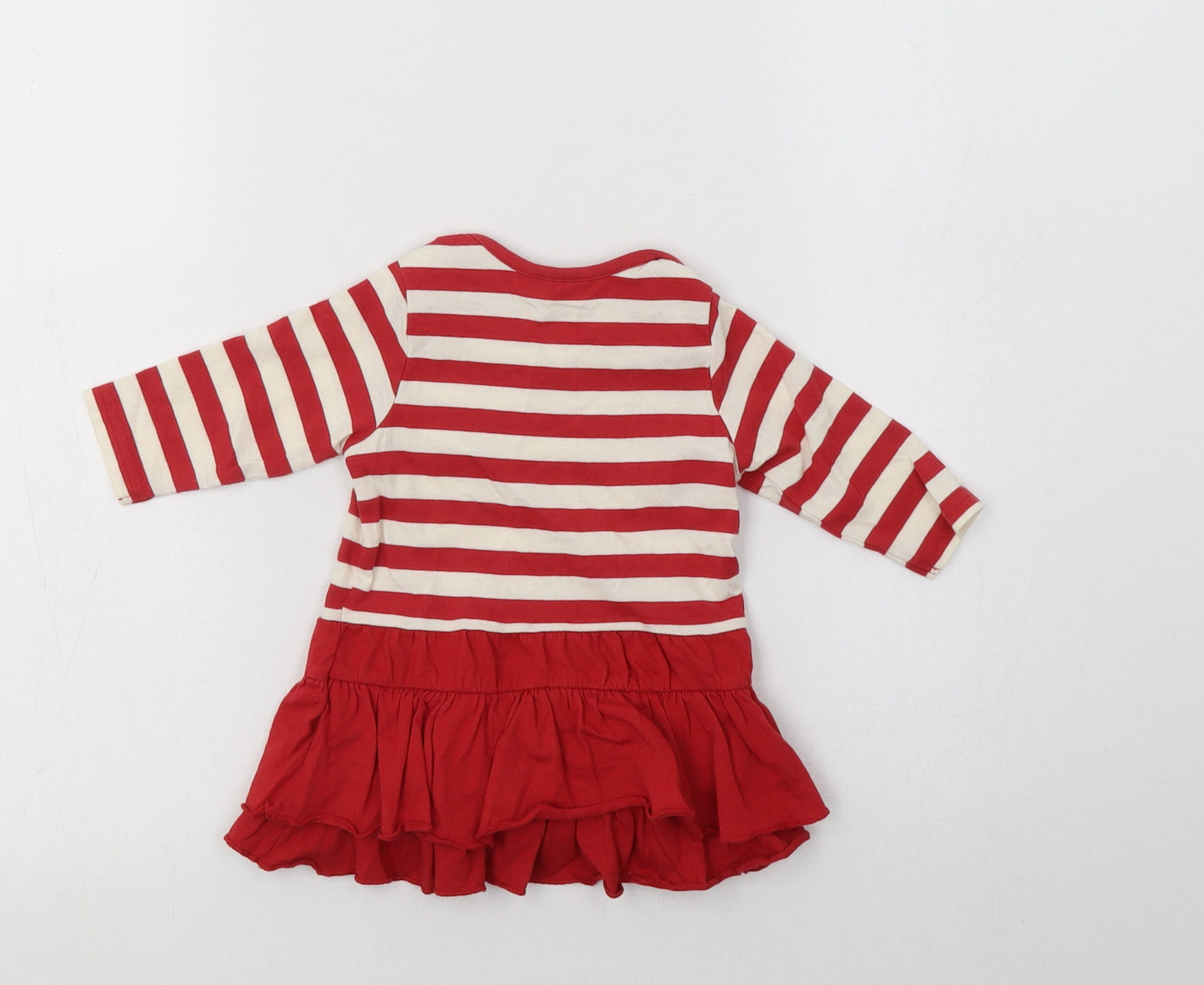 NEXT Baby Red Striped Cotton Fit & Flare  Size 0-3 Months  Crew Neck