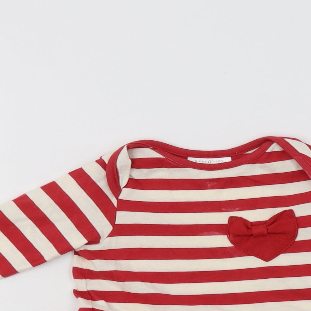 NEXT Baby Red Striped Cotton Fit & Flare  Size 0-3 Months  Crew Neck