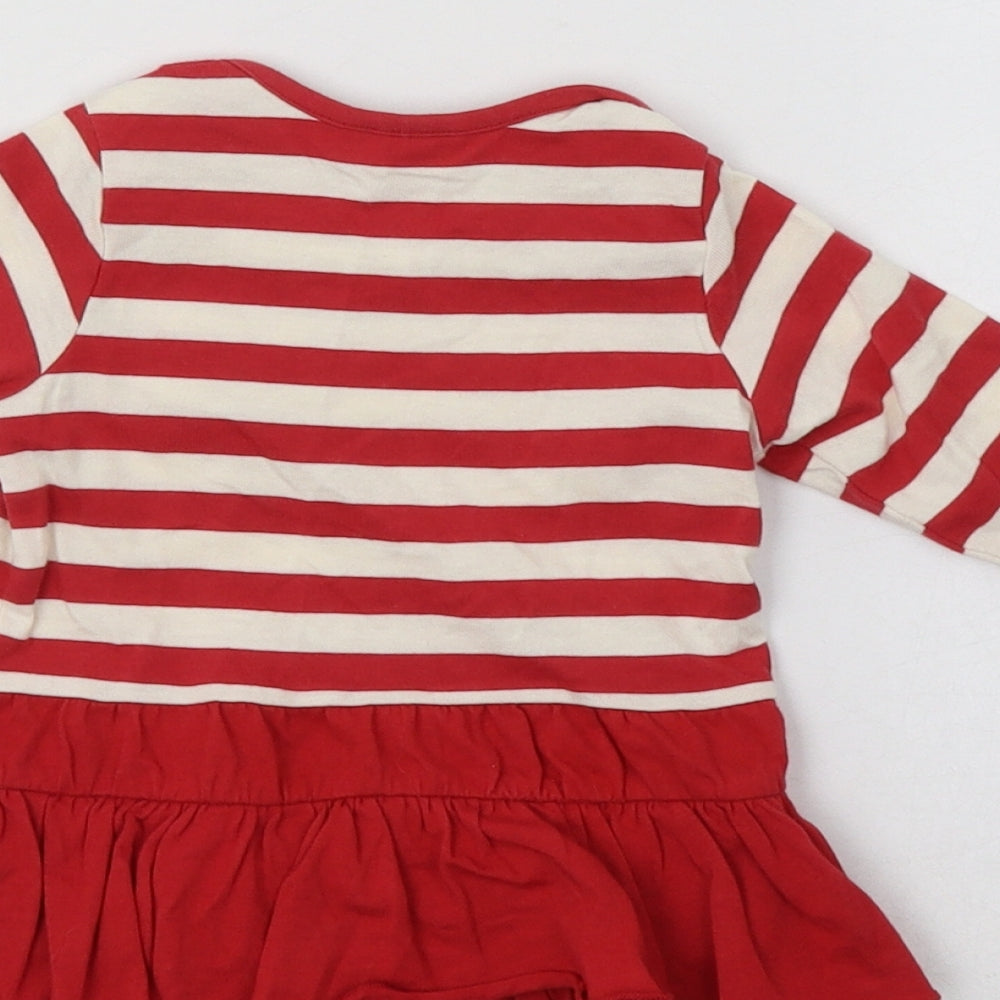 NEXT Baby Red Striped Cotton Fit & Flare  Size 0-3 Months  Crew Neck