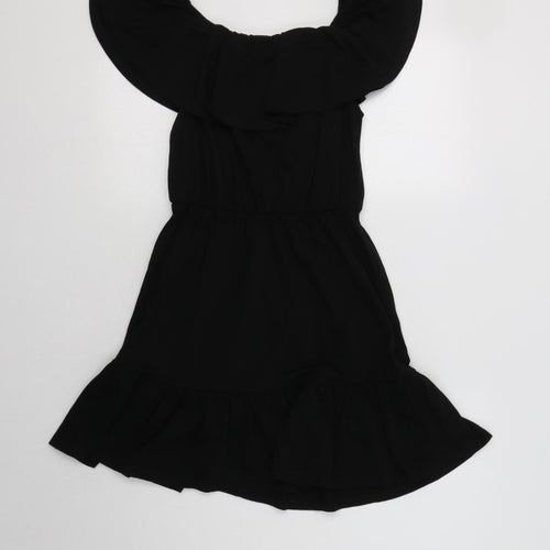 ASOS Womens Black  Cotton Fit & Flare  Size 10  Off the Shoulder