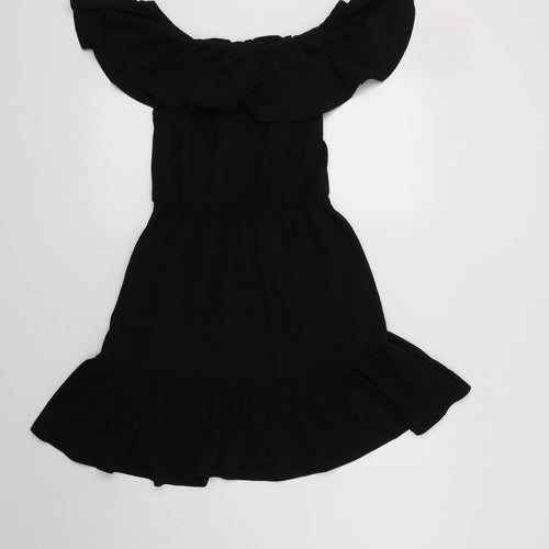 ASOS Womens Black  Cotton Fit & Flare  Size 10  Off the Shoulder