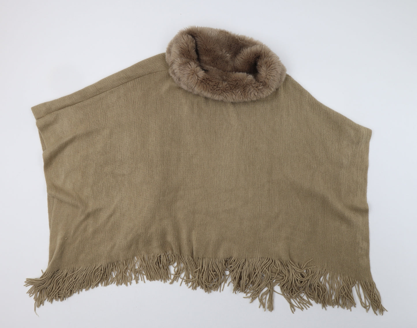 Simon Je Womens Beige   Overcoat Poncho Size S