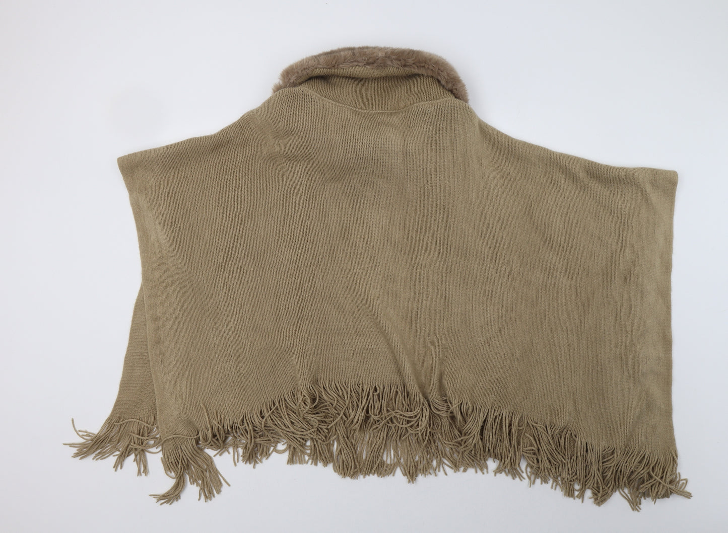 Simon Je Womens Beige   Overcoat Poncho Size S