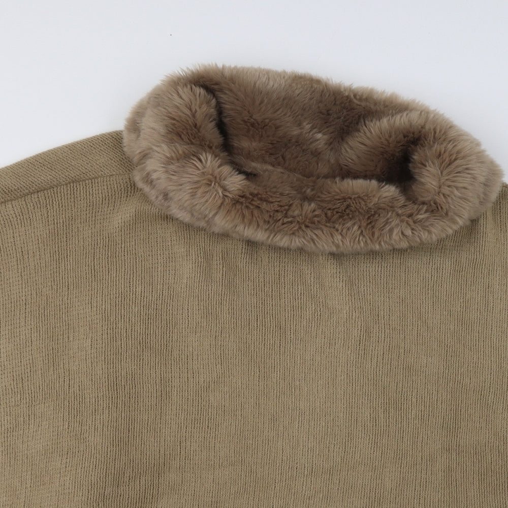 Simon Je Womens Beige   Overcoat Poncho Size S