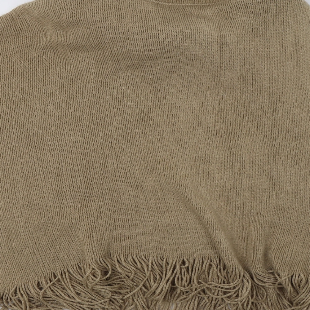Simon Je Womens Beige   Overcoat Poncho Size S