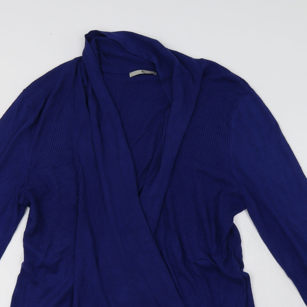 TU Womens Blue V-Neck  Viscose Cardigan Jumper Size 18