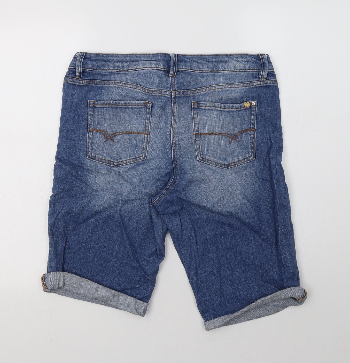 NEXT Womens Blue  Cotton Chino Shorts Size 12 L11.5 in Regular Button