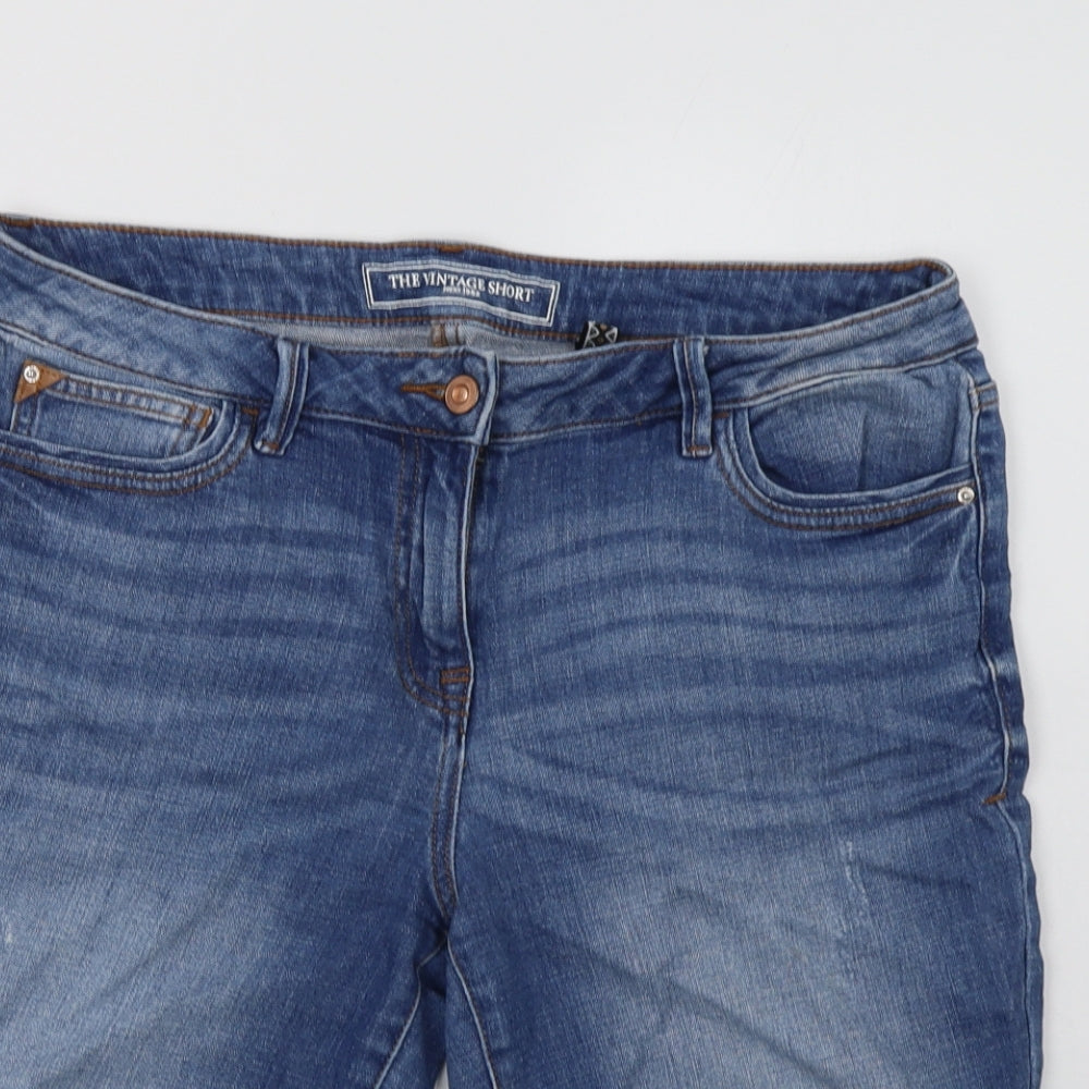 NEXT Womens Blue  Cotton Chino Shorts Size 12 L11.5 in Regular Button