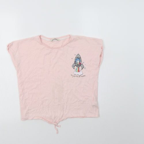 Peacocs Girls Pink  Cotton Basic T-Shirt Size 11-12 Years Crew Neck  - Unicorn