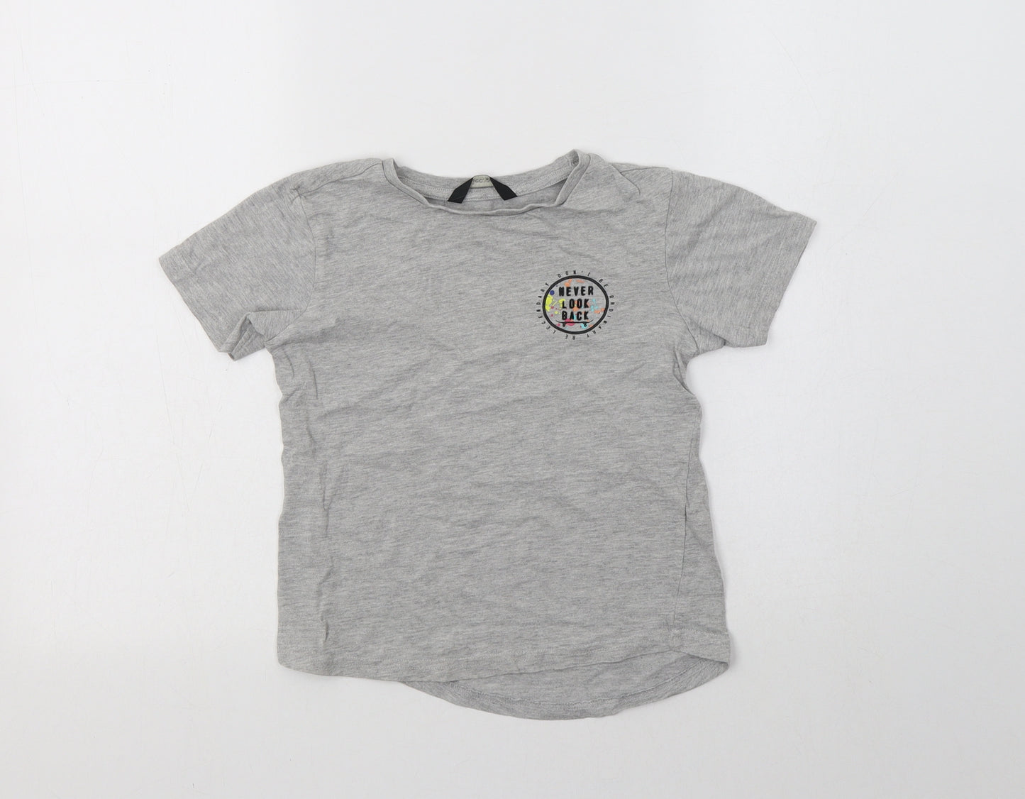 George Girls Grey  Cotton Basic T-Shirt Size 6-7 Years Crew Neck