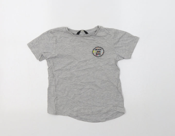 George Girls Grey  Cotton Basic T-Shirt Size 6-7 Years Crew Neck