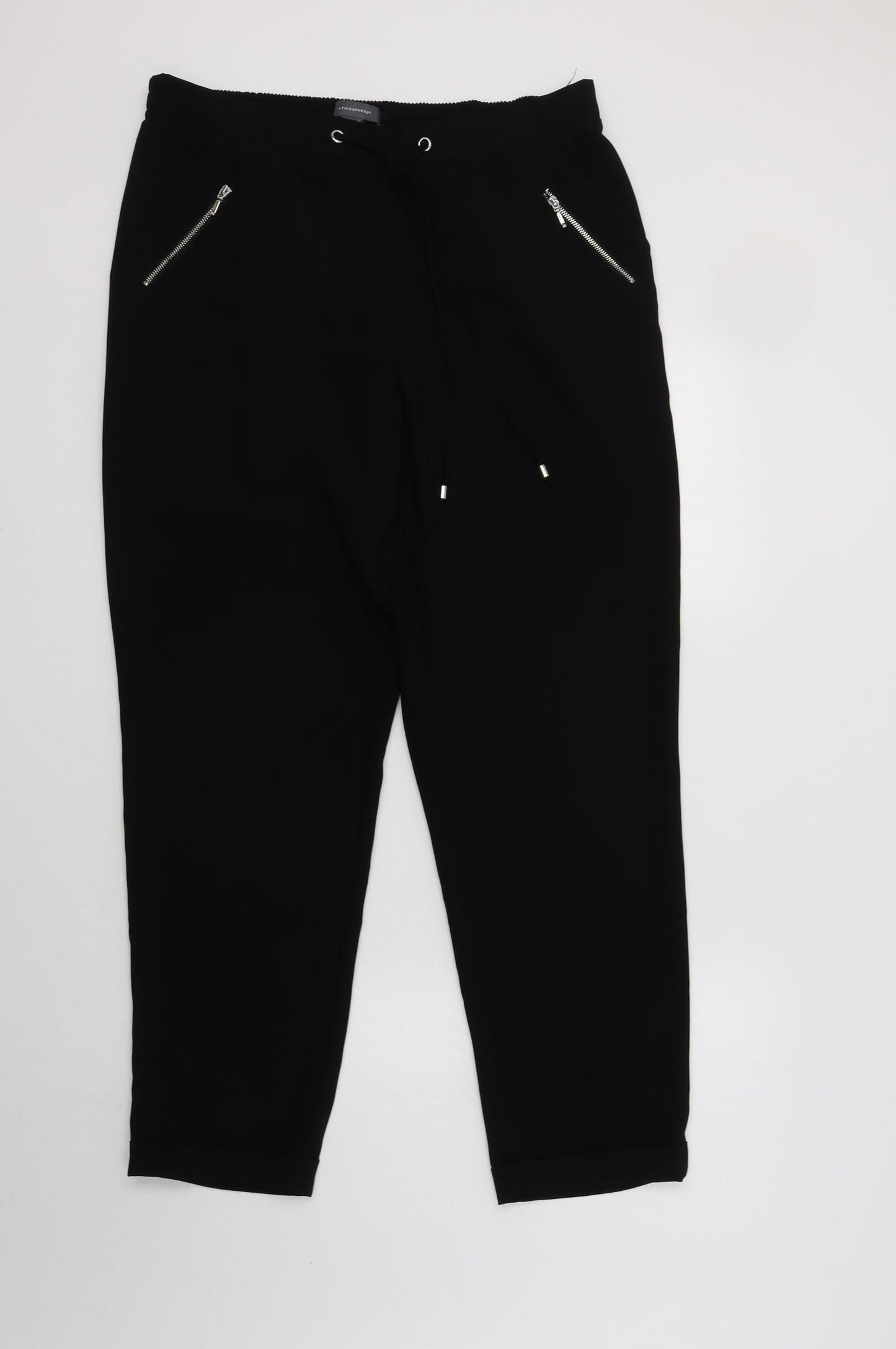 Primark Womens Black  Polyester Dress Pants Trousers Size 16 L29 in Regular Drawstring