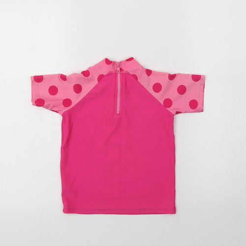 Mini Club Girls Pink Polka Dot Nylon Basic Blouse Size 2-3 Years Mock Neck Zip - Minnie Mouse
