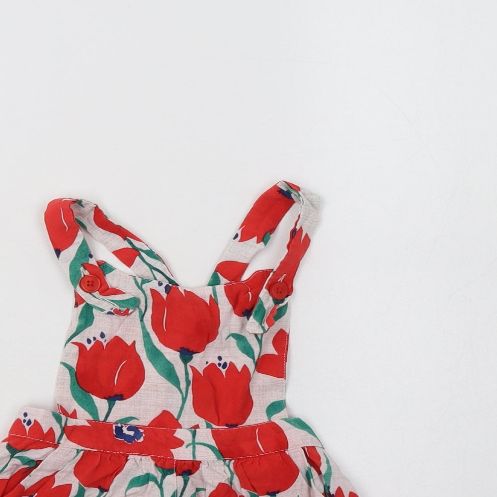 NEXT Girls Red Floral Viscose Dungarees Trousers Size 2-3 Years  Regular Button