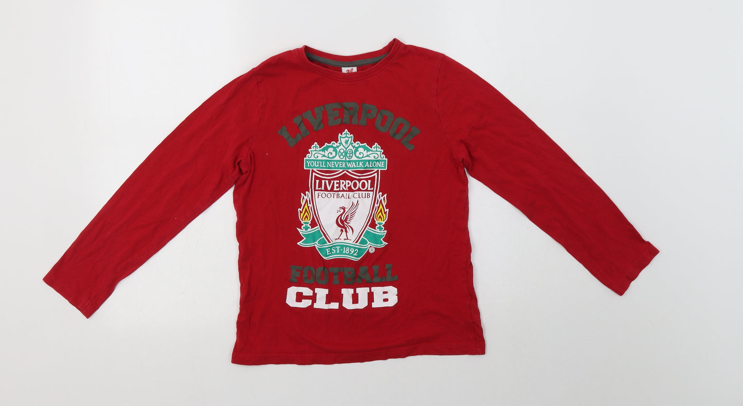 F&F Boys Red  Cotton Basic T-Shirt Size 10-11 Years Crew Neck  - Liverpool Football Club