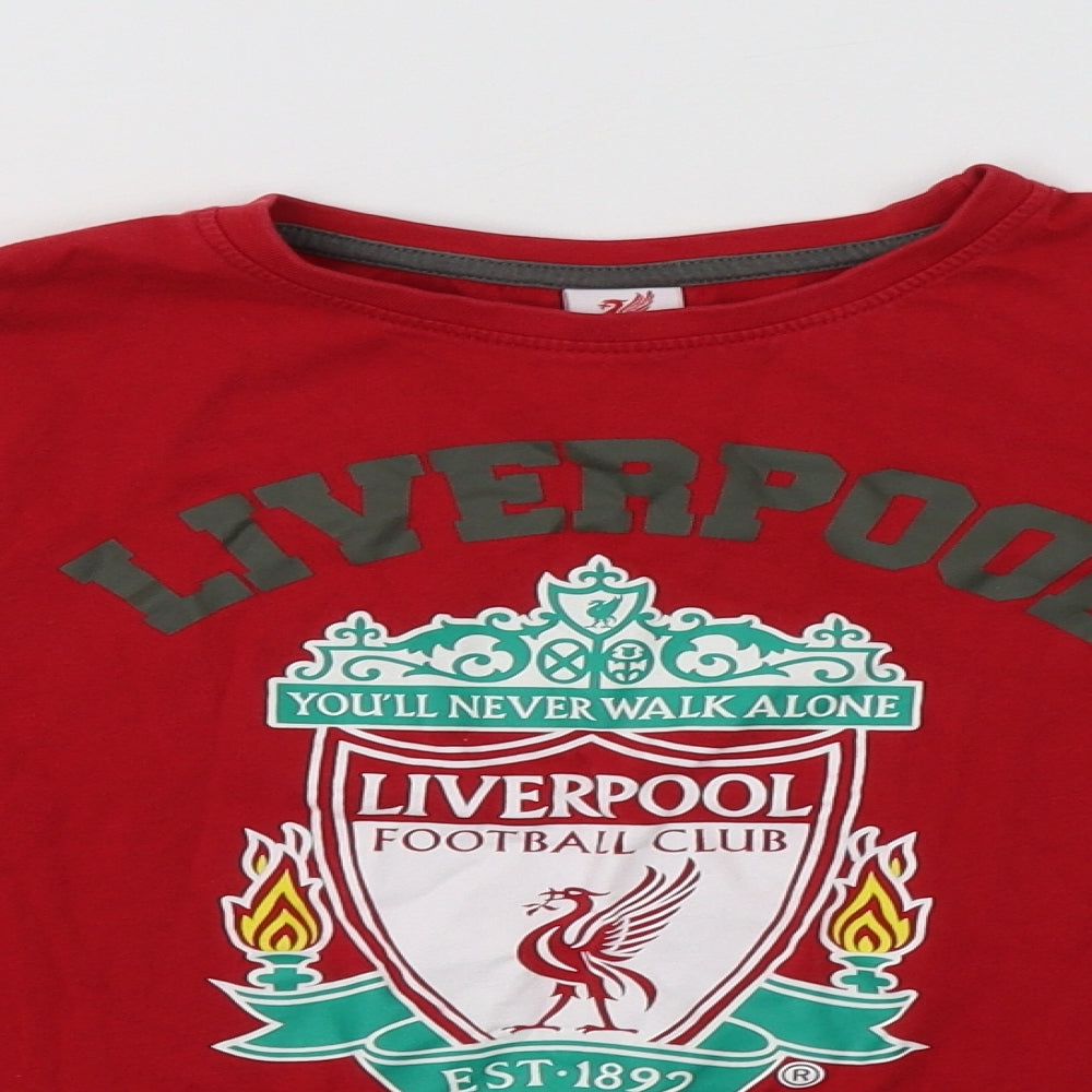 F&F Boys Red  Cotton Basic T-Shirt Size 10-11 Years Crew Neck  - Liverpool Football Club