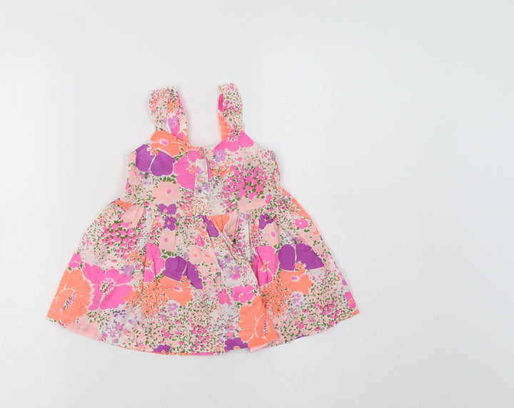 E-vie Angel Girls Multicoloured Floral Cotton A-Line Size 2-3 Years Round Neck