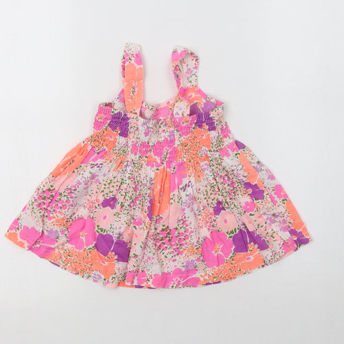 E-vie Angel Girls Multicoloured Floral Cotton A-Line  Size 2-3 Years  Round Neck