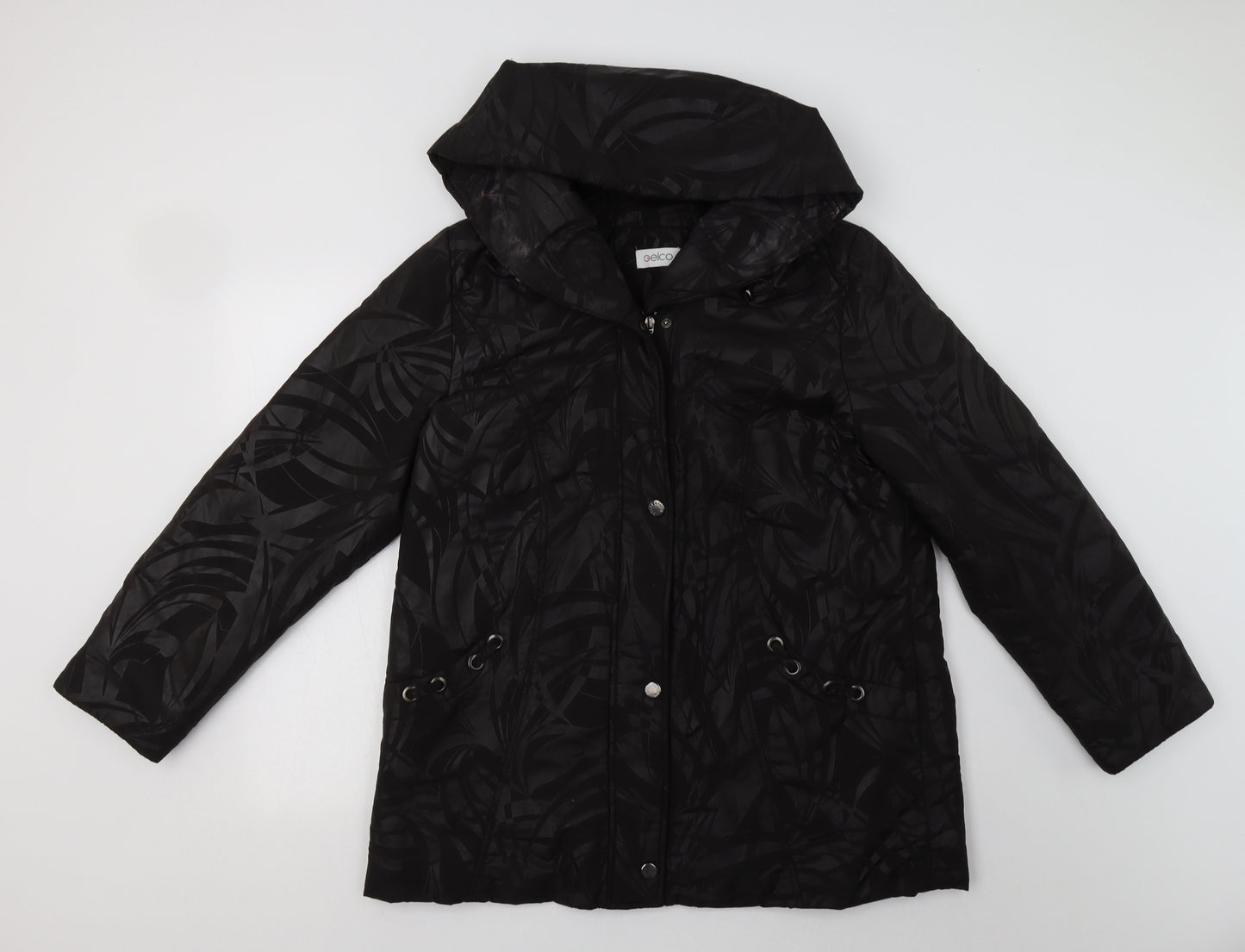 Gelco Womens Black Geometric  Parka Jacket Size 16  Zip