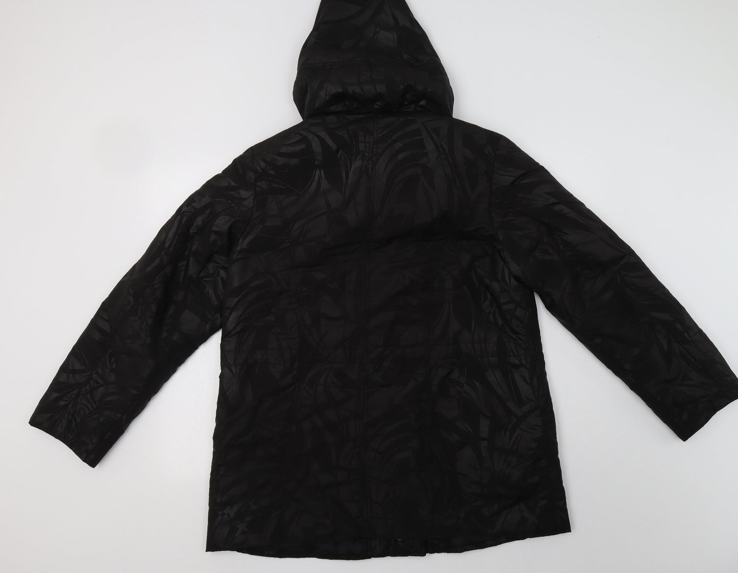 Gelco Womens Black Geometric  Parka Jacket Size 16  Zip