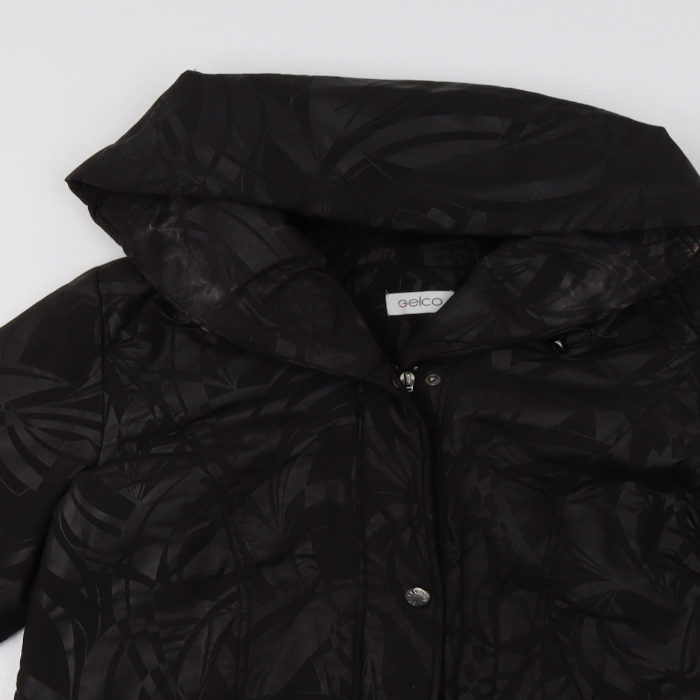 Gelco Womens Black Geometric  Parka Jacket Size 16  Zip