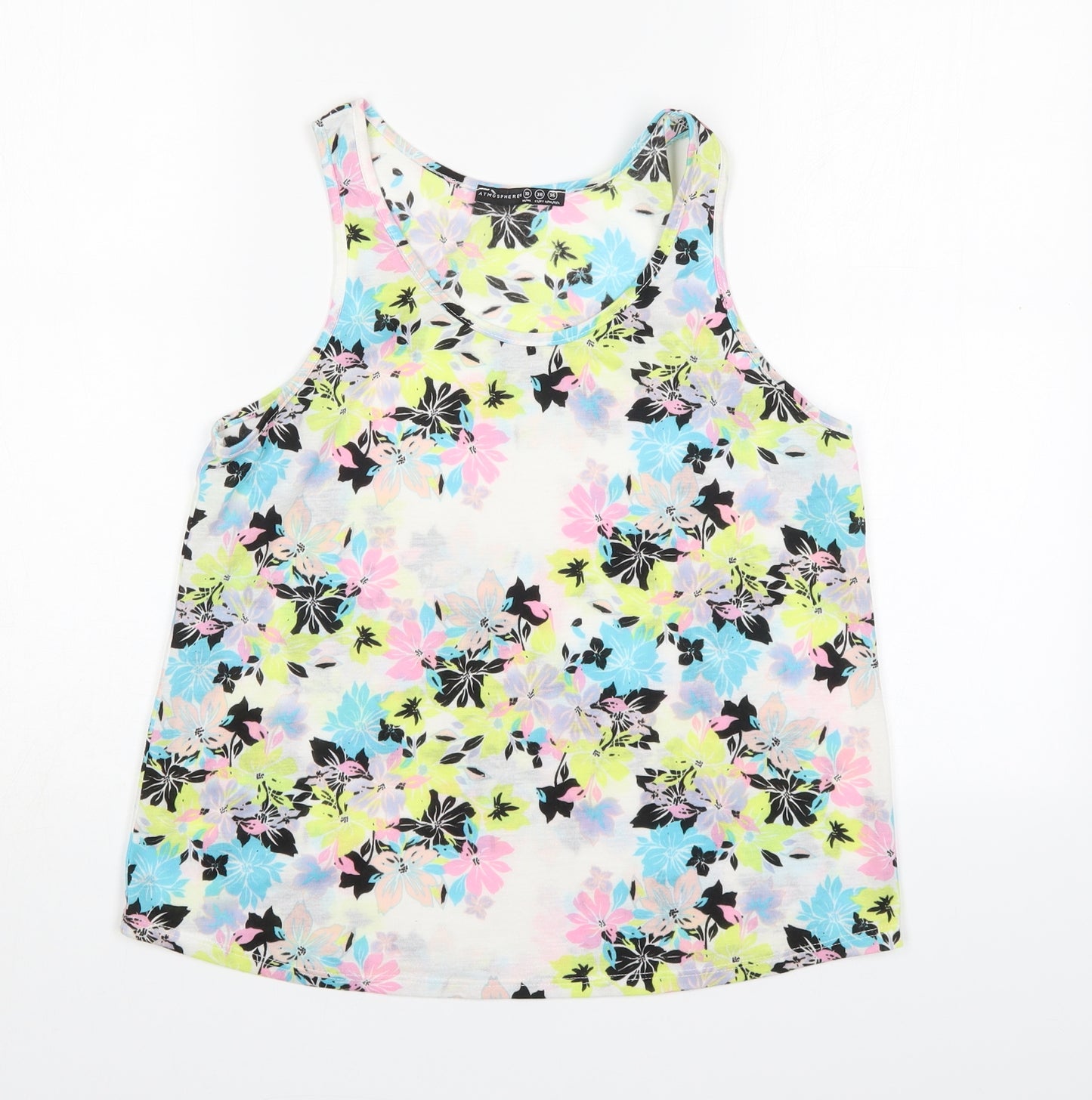 Atmosphere Womens Multicoloured Floral  Basic Tank Size 10 Round Neck
