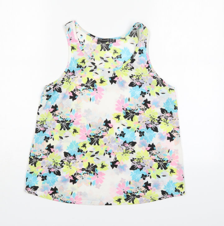 Atmosphere Womens Multicoloured Floral  Basic Tank Size 10 Round Neck