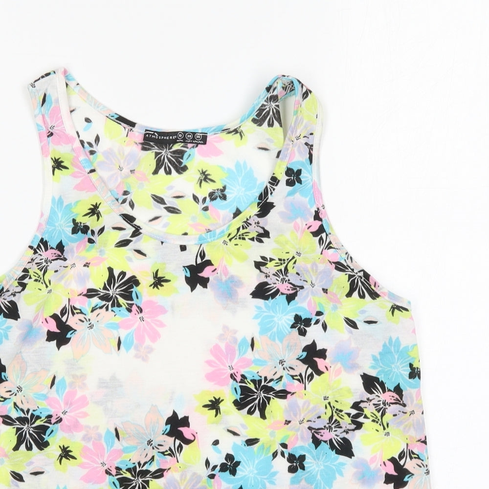 Atmosphere Womens Multicoloured Floral  Basic Tank Size 10 Round Neck