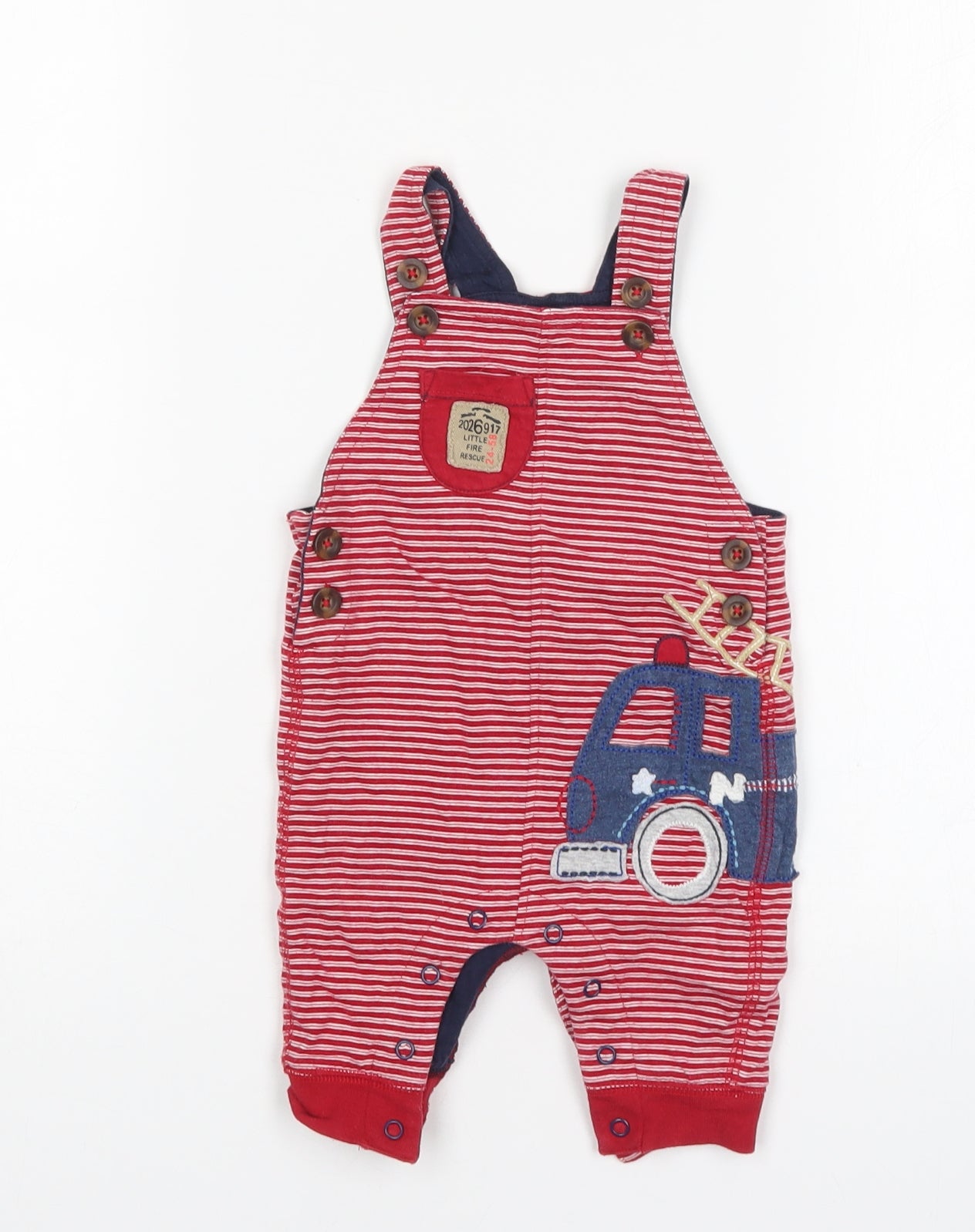 NEXT Boys Multicoloured Striped Cotton Dungaree One-Piece Size 0-3 Months